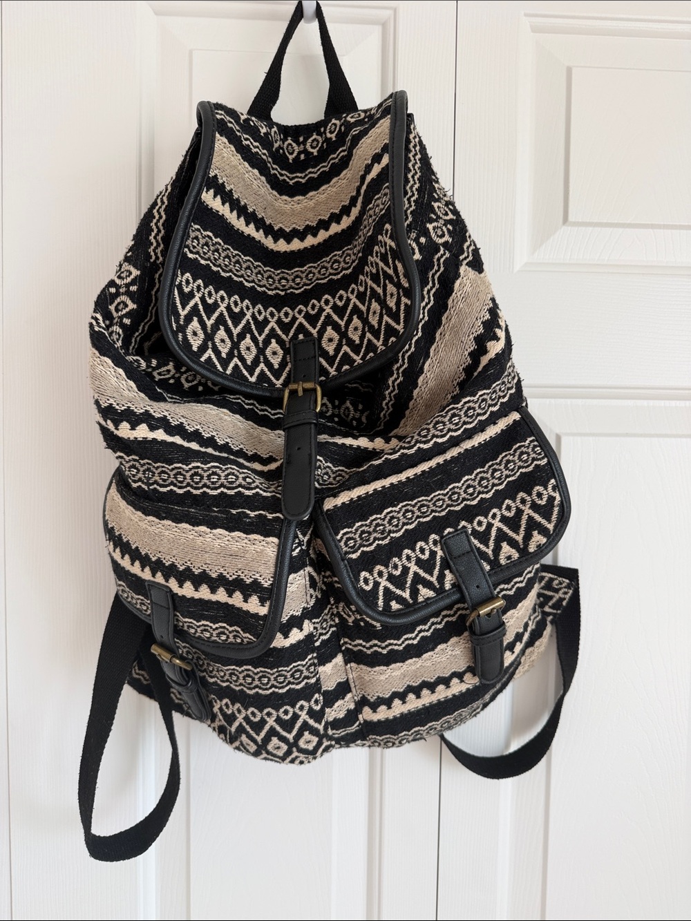 Mossimo Supply Co. Black & Cream Woven Backpack
